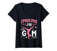 Womens Je Peux Pas J'Ai Gym Gymnastique Fille Gymnaste Femme Tee V-Neck T-Shirt