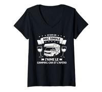 Womens Je Suis Un Mec Simple I Love Campervan Et L'apéro [French Language] V-Neck T-Shirt