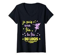 Womens Je Suis une Fée La Fée du Logis V-Neck T-Shirt