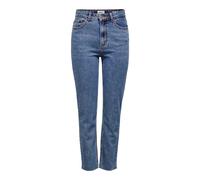ONLY Women's Onlemily Hw St Raw JNS Db Mae 0005 Noos Straight Jeans, Blue (Dark Blue Denim Dark Blue Denim), W25/L32 (Size: 25)