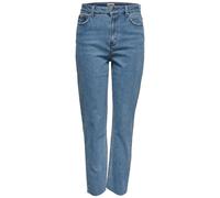 ONLY Women's Onlemily Hw St Raw Crop ANK Mae06 Noos Jeans, Light Blue Denim, 31 EU