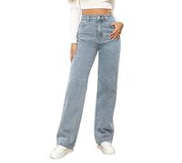 Women's Jeans Oversize Denim Pants, High Waist Straight Leg, Loose Baggy Fit Jeans with Button Fly and Pockets, Lightweight Casual Hiking Trousers, 1 light blue, M