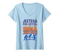 Women's Jeetega Bhai Jeetega India Cricket Fan V-Neck T-Shirt