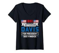 Women's Jefferson Davis 1861 Civil War Presidential Campaign V-Neck T-Shirt
