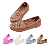Womens Jelly Ballet Shoes Size 6.5 UK Clearance Rubber Closed Toe Flats Sandals Slip on Hollow Out Loafers Waterproof Shoes Coffee Footwear Gifts
