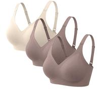 Womens Jelly Bras Pack of 3 Seamless Wireless Full Cup Coverage Supportive Soft Padded Camisole Ladies Lightly Lined Sleeping Bralettes UnderwearNo Underwire Everyday Bras T Shirt Tops