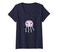 Women's Jelly Jellyfish Cute Dessert Sea Creature Pun Art Fun Ocean V-Neck T-Shirt