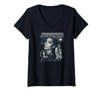 Womens Jennifer Lopez Bootleg Portrait V-Neck T-Shirt