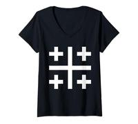 Womens Jerusalem Cross Catholic Christian The Crusades History Cool V-Neck T-Shirt