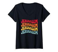 Women's Jerusalem Israel Travel Western Wall Temple Mount V-Neck T-Shirt