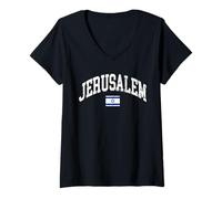 Womens Jerusalem Old City Walls Mamilla Mall Dome of The Rock V-Neck T-Shirt