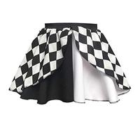 Womens Jester Harlequin Skirt Costume, Fancy Dress, Halloween, Clown, Joker (XS (24" Waist), Jester Skirt Black & White)