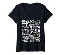 Women's Jesus All Over Bible (Read for God so Loved The World ) V-Neck T-Shirt