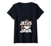 Womens Jesus and Java Spiritual Morning Blend V-Neck T-Shirt