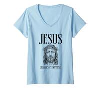 Womens Jesus Changes Everything New Life Redemption Faith Lord V-Neck T-Shirt