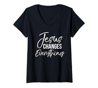 Womens Jesus Changes Everything Shirt Christian Baptism & Salvation V-Neck T-Shirt