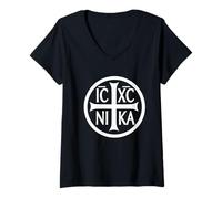 Womens Jesus Christ Conqueror IC XC NIKA V-Neck T-Shirt