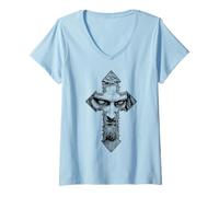 Womens Jesus Christ Cross Of Thorns Christian Prayer Religion God V-Neck T-Shirt