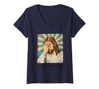 Women's Jesus Christ Face Palm I Never Said that Funny Christian V-Neck T-Shirt