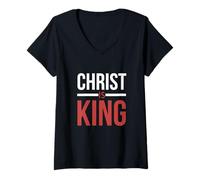 Womens Jesus Christ is King of Kings Lord of Lords Rev 19 16 V-Neck T-Shirt