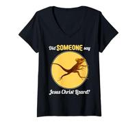 Womens Jesus Christ Lizards Did Someone say Jesus Christ Lizard V-Neck T-Shirt