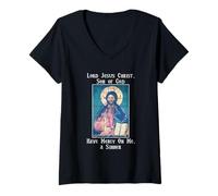 Womens Jesus Christ Prayer of The Heart Hesychasm Eastern Orthodoxy V-Neck T-Shirt
