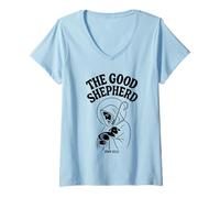 Womens Jesus Christ The Good Shepherd John 10:11 Scripture V-Neck T-Shirt