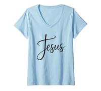 Womens Jesus Christ The Savior Hope & Light V-Neck T-Shirt