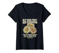 Women's Jesus Christian Matthew 6:33 Bible Verse V-Neck T-Shirt