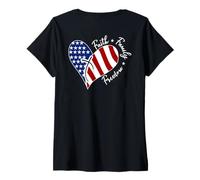 Womens Jesus Cross Heart America The Lord Is My Rock ART ON BACK V-Neck T-Shirt