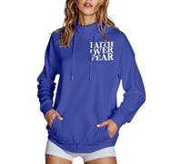 Women's Jesus Faith Over Fear Hoodies Casual Christian Trendy Gothic Hooded God Outfits for Teens Graphic with Hood High Neck Backwoods Sweaters Religious Trust In The Lord Blue