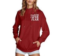 Women's Jesus Faith Over Fear Hoodies Casual Christian Trendy Gothic Hooded God Outfits for Teens Graphic with Hood High Neck Backwoods Sweaters Religious Trust In The Lord Red