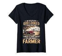 Womens Jesus Farmer Agriculture Farm Rancher Farming Farmer V-Neck T-Shirt