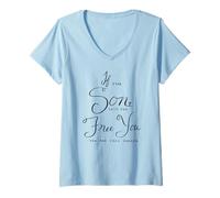 Womens Jesus Follower Christian Mom Bible Verse Son Sets You Free V-Neck T-Shirt