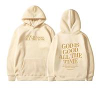 Women's Jesus God Is Good All The Time Hoodies Workou Casual Christian Backwoods with Hood Pullover Hoodies Religious Y2K Graphic Letter Tops Fashion Soft Pray The Lord Jesus Saves Beige