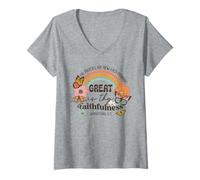 Womens Jesus Great is Thy Faithfulness Lamentations 3 23 V-Neck T-Shirt