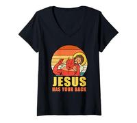 Women's Jesus Has Your Back V-Neck T-Shirt