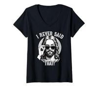 Womens Jesus, I Never Said That, Funny Jesus Meme V-Neck T-Shirt