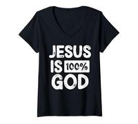 Womens Jesus is 100 Percent God Greater Than Highs and Lows V-Neck T-Shirt