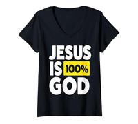 Womens Jesus is 100 Percent God V-Neck T-Shirt