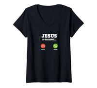 Womens Jesus Is Calling V-Neck T-Shirt