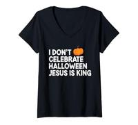 Womens Jesus is King Not Halloween Christian Faith V-Neck T-Shirt