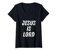 Womens Jesus is Lord Romans 10 9 V-Neck T-Shirt