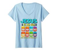 Womens Jesus Is My Jam and I'm Here To Spread It Christian Faith V-Neck T-Shirt
