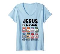 Womens Jesus is My Jam and I'm Here to Spread It V-Neck T-Shirt