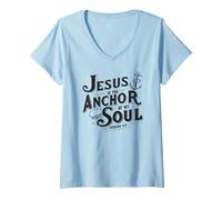 Womens Jesus is The Anchor of My Soul Hebrews 6:19 Bible Verse Gift V-Neck T-Shirt