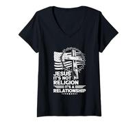 Womens Jesus It's Not Religion It's A Relationship Faith V-Neck T-Shirt