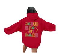Womens Jesus Jesus Has My Back Hoodies Fall Graphic Christian Thin Pullover Clothes Religious 2025 Hooded Tops Comfort with Designs I Love Jesus Faith Fashion Funny Cool Cute Red
