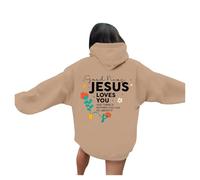 Womens Jesus Jesus Loves You Hoodies Anime Christian with Hood 2025 Lightweight Hooded Pray The Lord Tops for Teens Graphic Preppy Sweaters I Love Jesus Faith Sweatshirts Loose Fit Beige