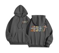 Womens Jesus Jesus Saved My Life Hoodies Aesthetic with Hood Casual Christian 2025 Trendy Hooded Faith Outfits for Teens Graphic Loose Fit Ladies Tops Trust In The Lord Religious Y2K Dark Gray